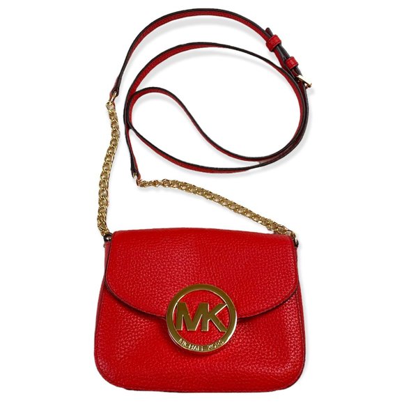 MICHAEL Michael Kors Handbags - Michael Kors red orange leather mini crossbody bag